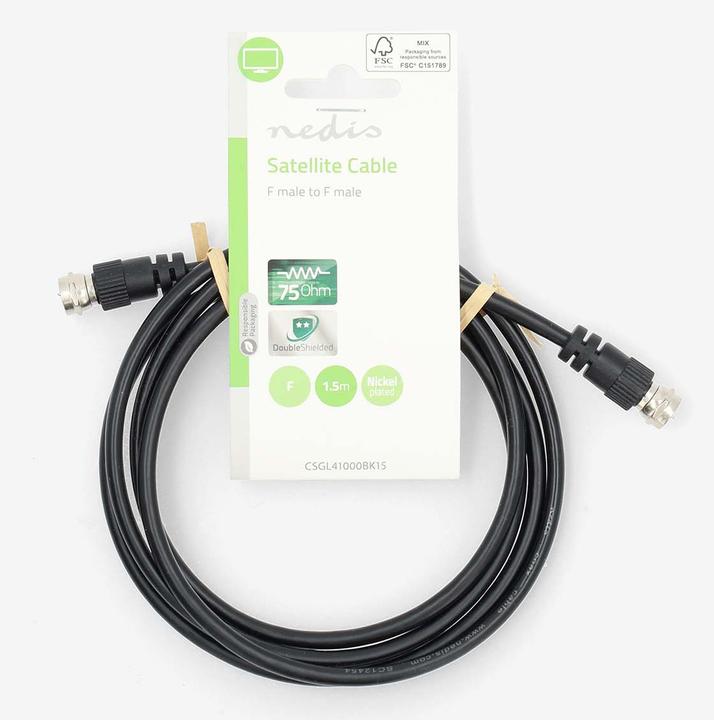 Produktbild Nedis Satelliten- und Antennenkabel | F Stecker | F Stecker | Vernickelt | 75 Ohm | Doppelt geschirm (75 dB, Antennenkabel)