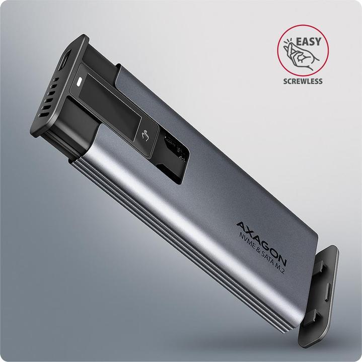 Produktbild Axagon Boitier externe USB-C 3.2 EEM2-SD2 - S-ATA/NVMe M.2 Type 2280 (Noir) (M.2 2280)