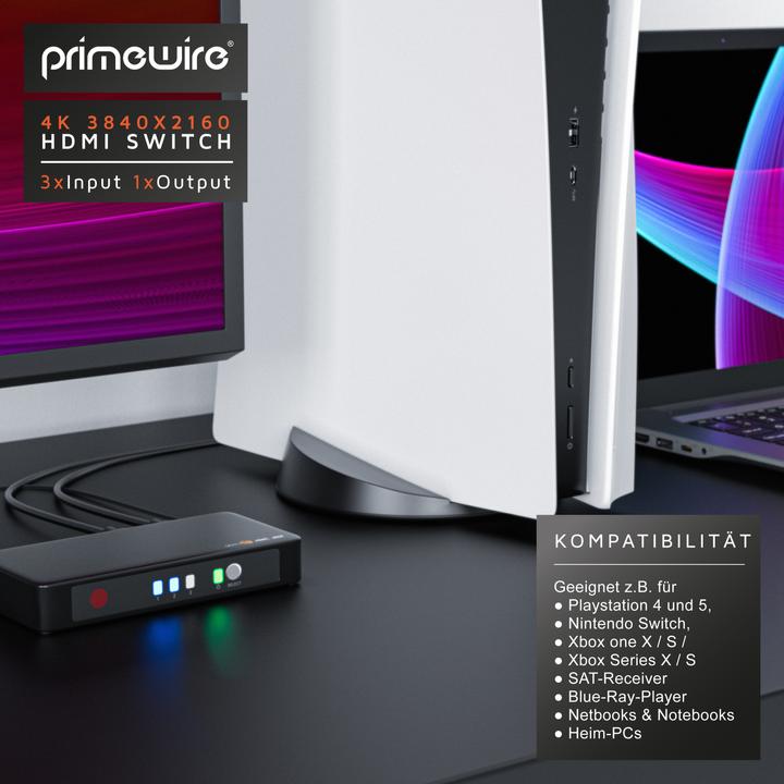 Immagine prodotto Primewire Switch HDMI 2.0 a 3 porte