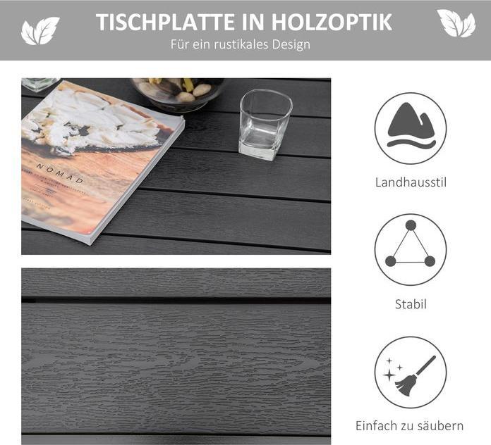 Produktbild Swisshandel24 Gartentisch für 4 Personen Esstisch Aluminiumtisch Gartenmöbel Loungemöbel pflegeleicht Kunststoff S (78 cm)
