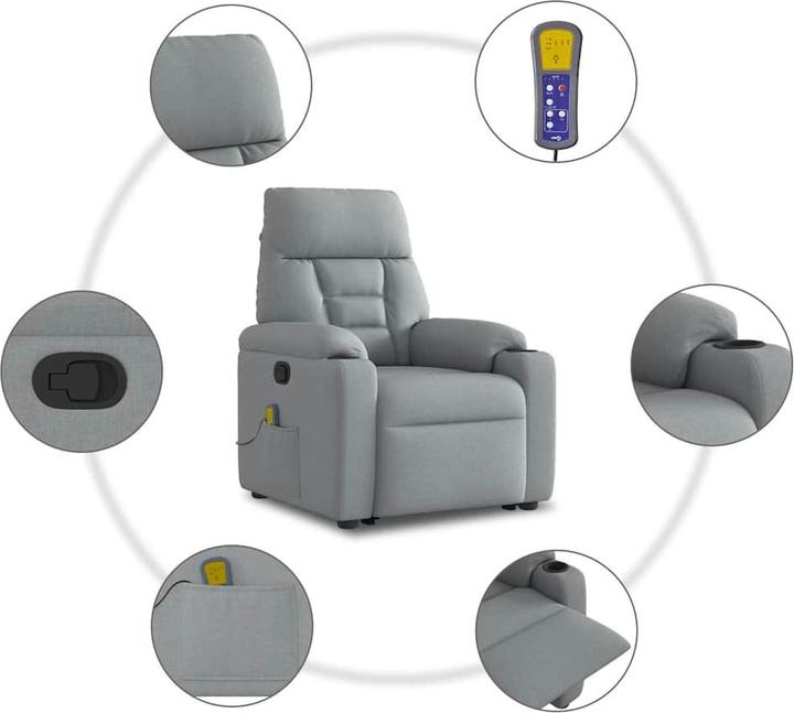 Actual product image VidaXL Massage chair with stand-up aid Light grey fabric