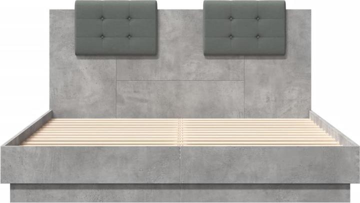 Produktbild VidaXL Bettgestell mit Kopfteil Betongrau (140 x 200 cm)