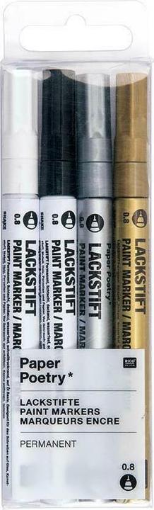 Produktbild Rico Design Lackmarker Set, Schwarz/Weiss/Gold/Silber (Schwarz, Weiss, Gold, Silber)