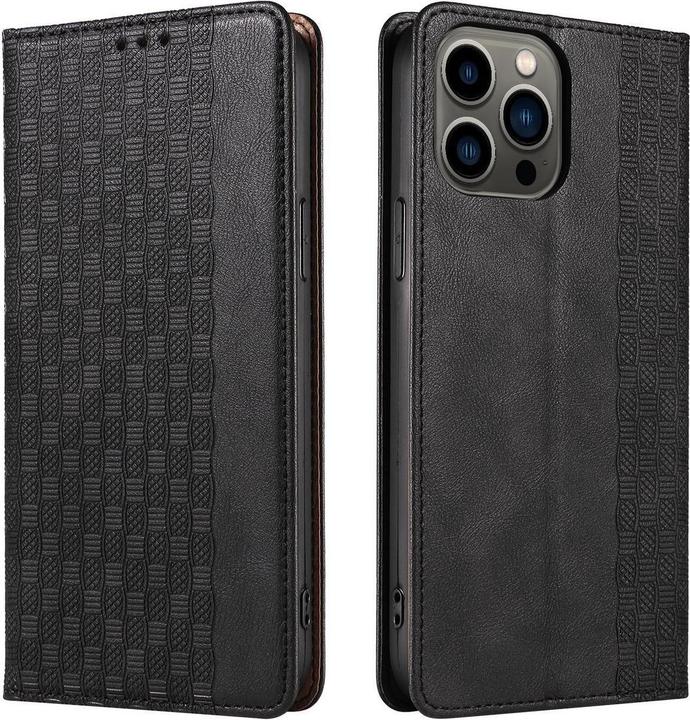 Produktbild Hurtel Magnet Strap Case für iPhone 12 Pro Max Tasche Wallet + Mini Lanyard Pendant Schwarz (Apple iPhone 12 Pro Max)