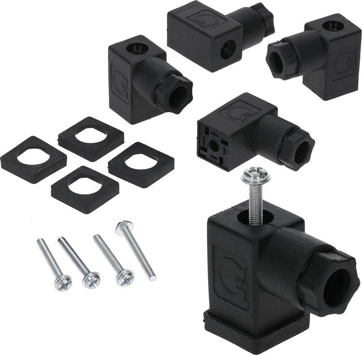 Produktbild Kalitec 5 Stück Ventilstecker Bauform C schwarz 4 polig I Kontaktfläche 15,5 x 15,5 mm² I PG7 I Kont