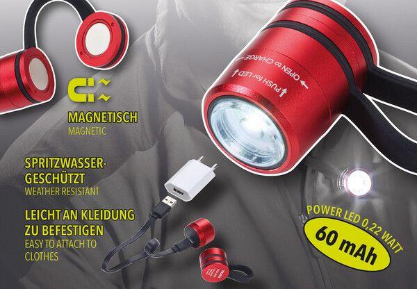 Produktbild Troika ECO RUN Taschenlampe mit LED-Licht, 3 Leuchtfunktionen, inkl. Ladekabel, rot (3.60 cm)