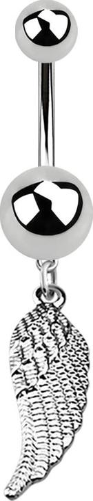 Star Piercing Banane silber mit Anhänger Engelsflügel (ohne Messing, Chirurgenstahl 316L)