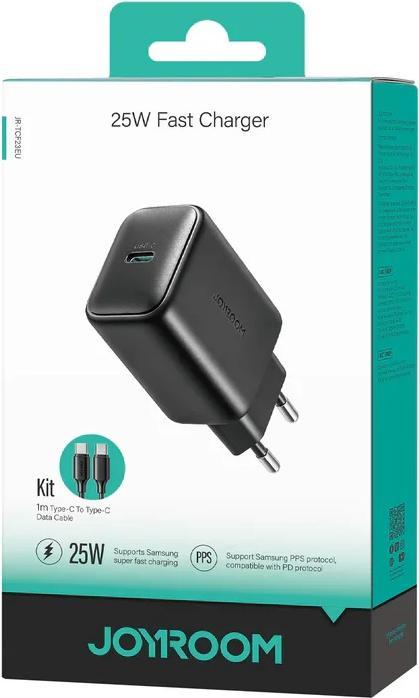 Immagine prodotto Joyroom Caricatore USB-C singolo da 25W con cavo da C a C da 60W, 1m - Nero (25 W)