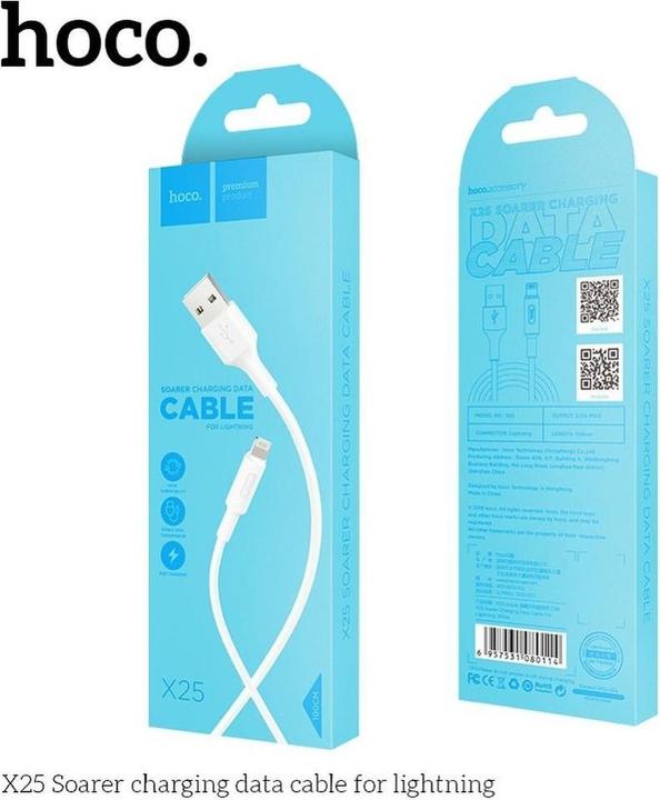 Image du produit Hoco Cable cable USB A to Lightning 2A X25 1 m white (1 m)