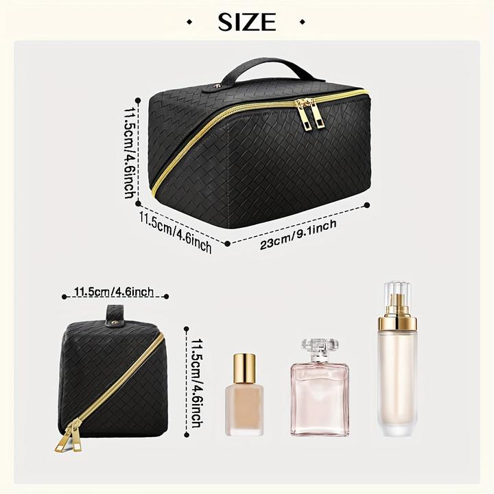 Actual product image Only-Bags.Store Spacious waterproof faux leather make-up bag with handle - portable travel cosmetics organiser with
