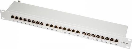 Immagine prodotto LogiLink Pannello patch 24 vie, Cat. 6A, 48,30 cm (19"), schermato, grigio, ® (NP0060)