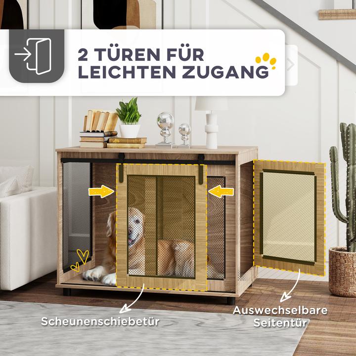 Actual product image PawHut Hundekäfig Spanplatte, Stahl Nussbaum
