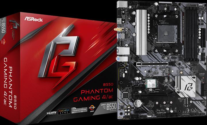Produktbild AsRock B550 Phantom Gaming 4/ac (AM4, AMD B550, ATX)