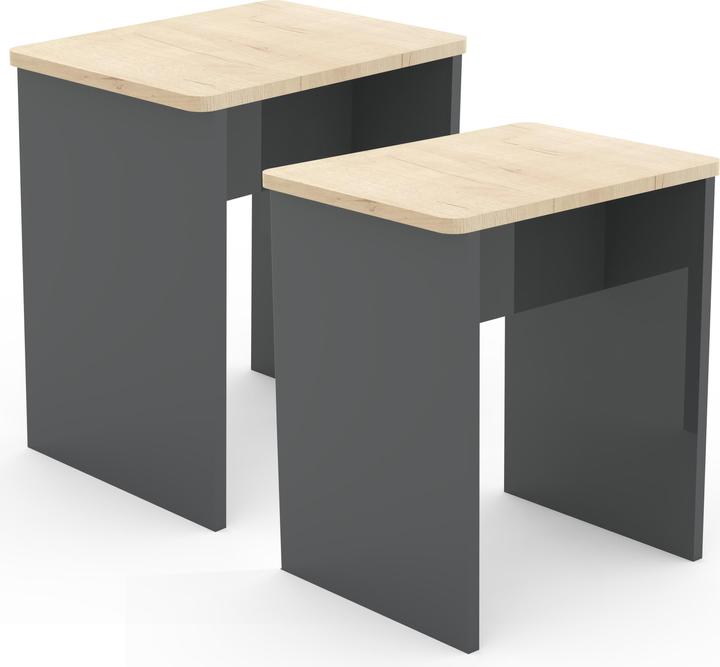 VCM 2er Set Holz Sitzhocker Würfel Fussablage Beistelltisch Esal