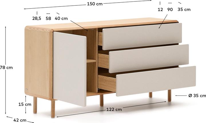 Produktbild Kave Home Anielle (42 x 150 x 78 cm)