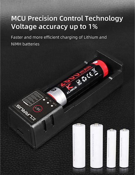 Actual product image Klarus K1-PRO battery charger with USB port (1 pcs., Battery + charger)