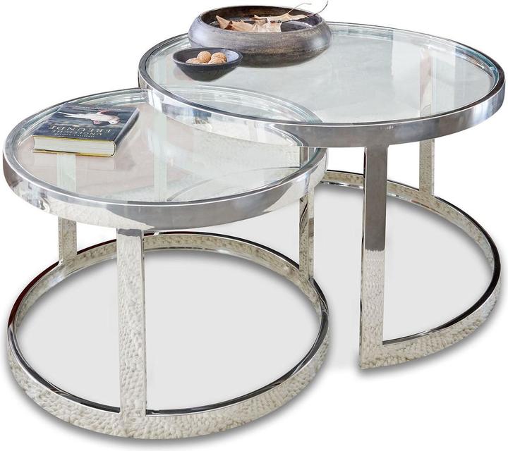 Produktbild Loberon Beistelltisch 2er Set Cibran silber (45 x 80 cm)