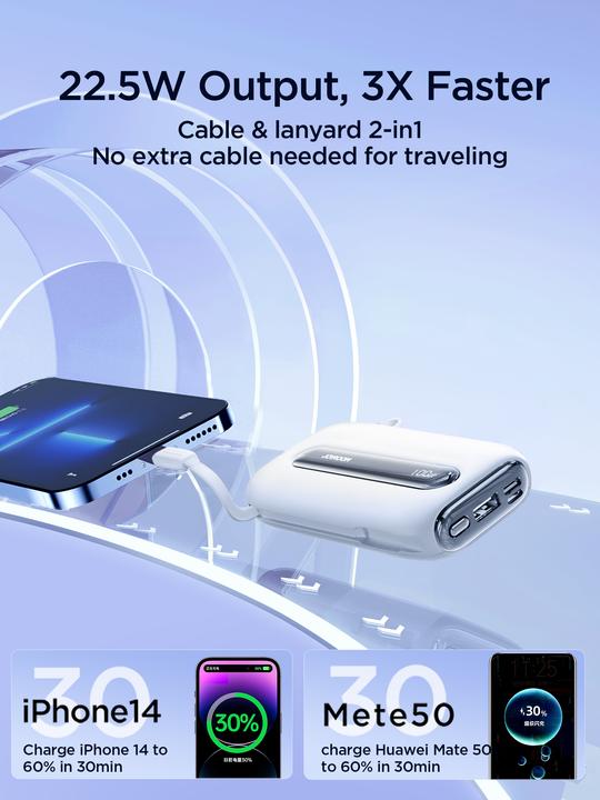 Image du produit Joyroom PowerBank JR-L012 Plus 22.5W 20000mAh (blanc) (20000 mAh, 22.50 W)