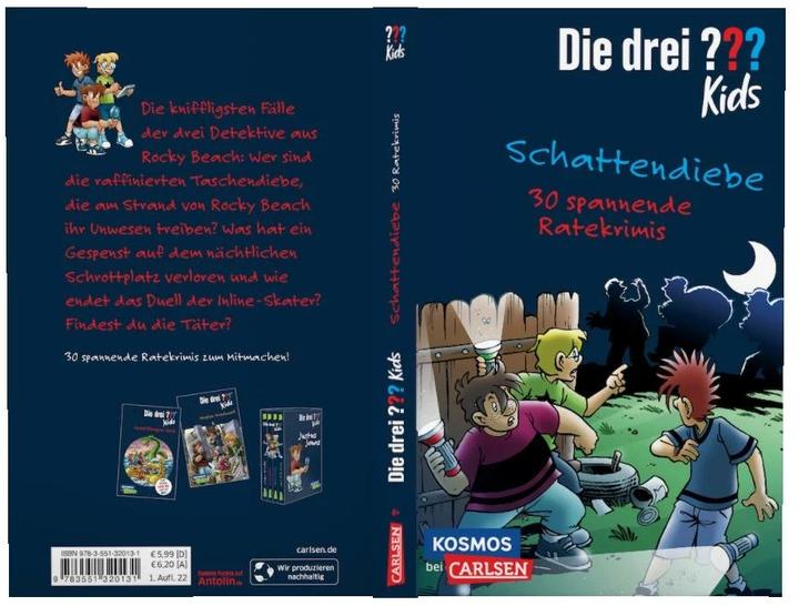 Immagine prodotto Die drei??? Kids: Schattendiebe. 30 spannende Ratekrimis! (Tedesco, Stefanie Wegner, Ulf Blanck, 2022)