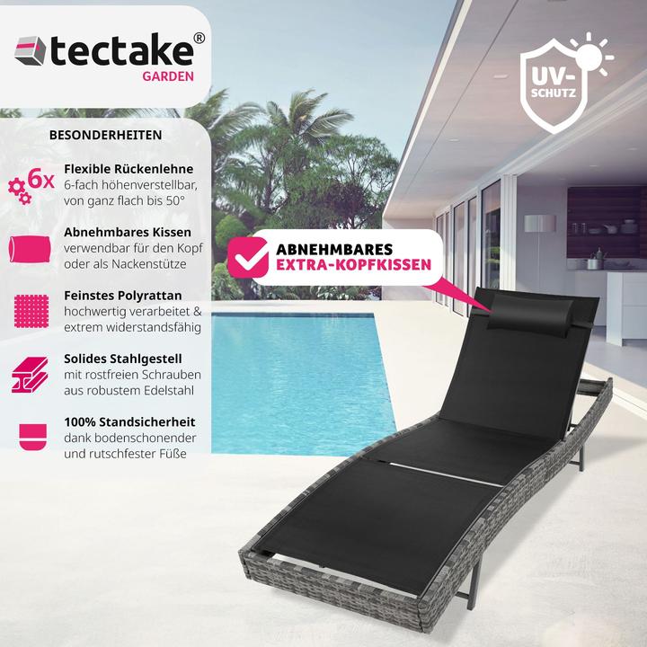 Produktbild tectake Rattan Sonnenliege Moana (211 cm)