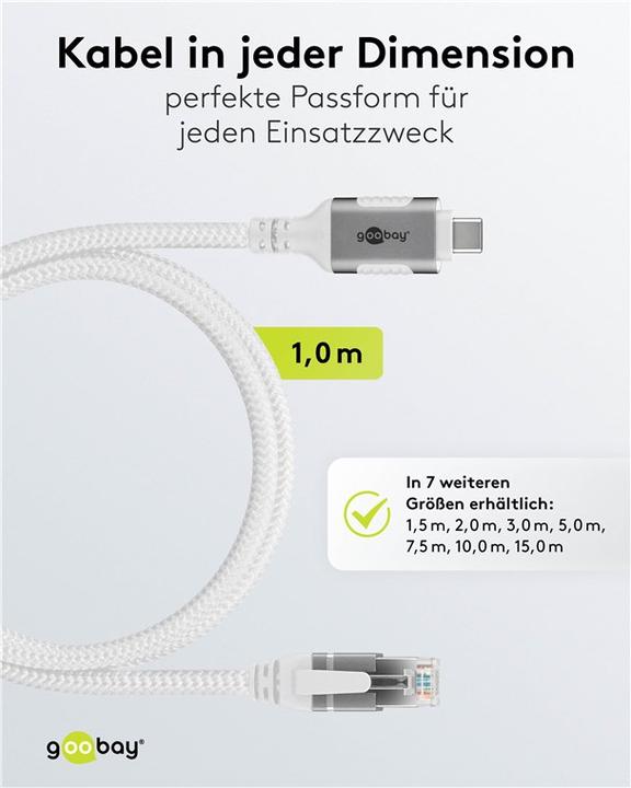 Productafbeelding Goobay Ethernetkabel CAT6 USB-C 3.1 naar RJ45 1m (USB-C 3.1 Gen 1, RJ45/LAN (1x))
