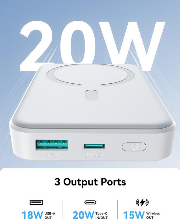 Immagine prodotto Joyroom Mini magnetico (10000 mAh, 20 W, 15 Wh)
