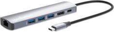 Actual product image Manhattan 6-in-1 4K USB-C docking station 1xHDMI 3xUSB 5 Gb/s (USB-C, 6 Ports)