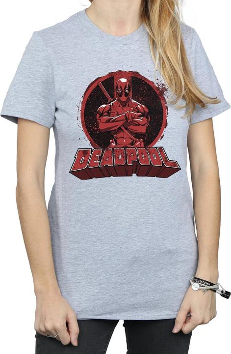 Produktbild Deadpool Arme gekreuzt Logo Boyfriend TShirt (M)