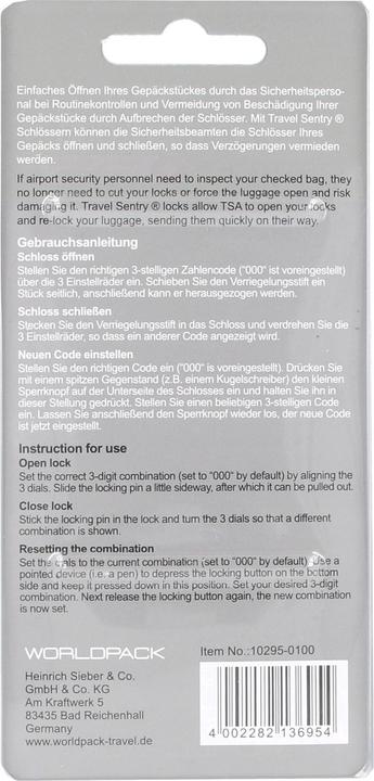 Actual product image Worldpack Suitcase lock (Locks & Trailers)