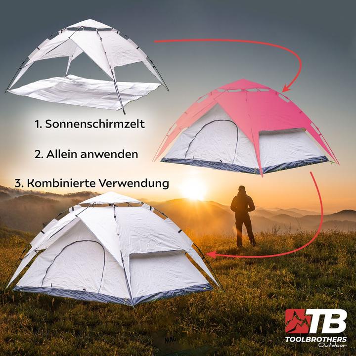Produktbild Tool Brothers Toolbrothers Outdoor Camping Zelt für 2-4 Personen Kuppelzelt Hydraulikzelt Pop-Up zelt (Kuppelzelt, 3 kg, 2 Personen)