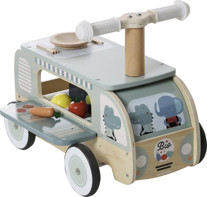 Vertbaudet Auto per bambini 2 in 1 con cavalletto per verdure e cucina da gioco, legno FSC