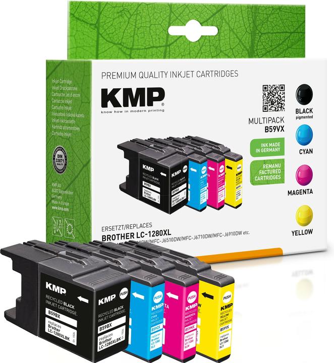 Produktbild KMP Tinte Kombi Pack ersetzt LC 1280, LC1280XLVALBPDR, 1280XL Kompatibel Schwarz, Cyan, Magenta, Gelb (M, BK, C, Y)