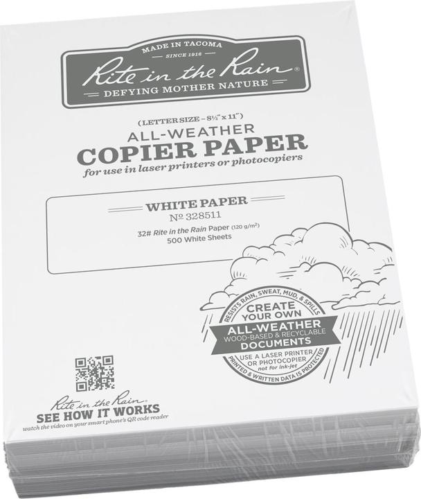 Actual product image Rite in the Rain Copy paper Letter 500 sheets 120g/m2 white (120 g/m², 500 x, letter)