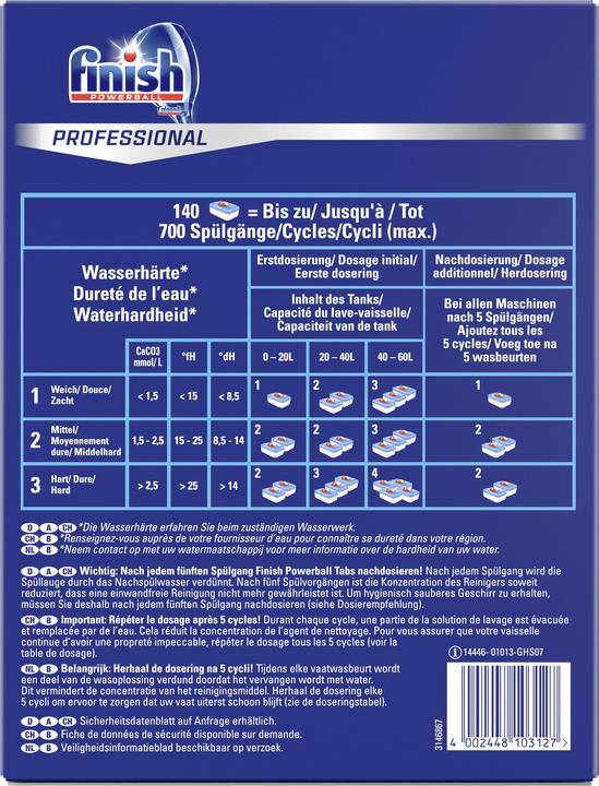 Nutritional values and ingredients Finish Powerball (140 Washing cycles, Laundry soap)