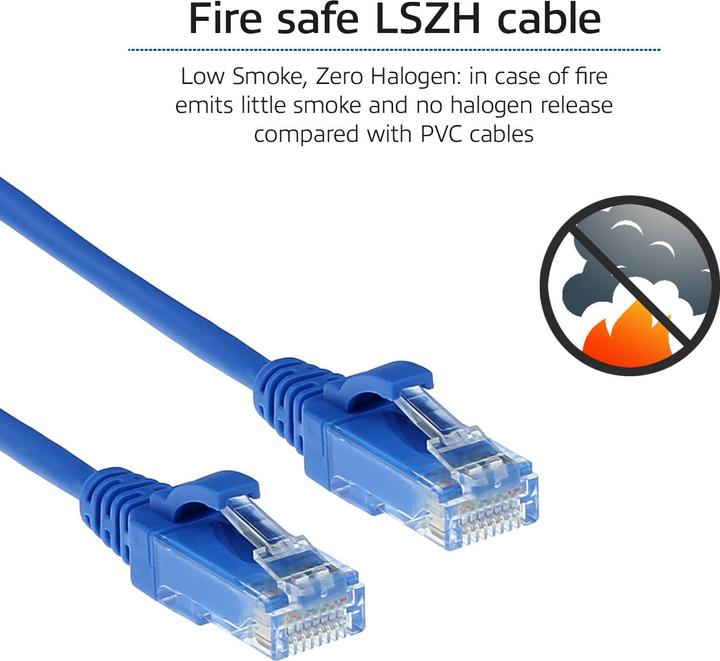 Produktbild Blue 5 meter LSZH U/UTP CAT6 datacenter slimline patch cable snagless with RJ45 connectors (U/UTP, CAT6, 5 m)