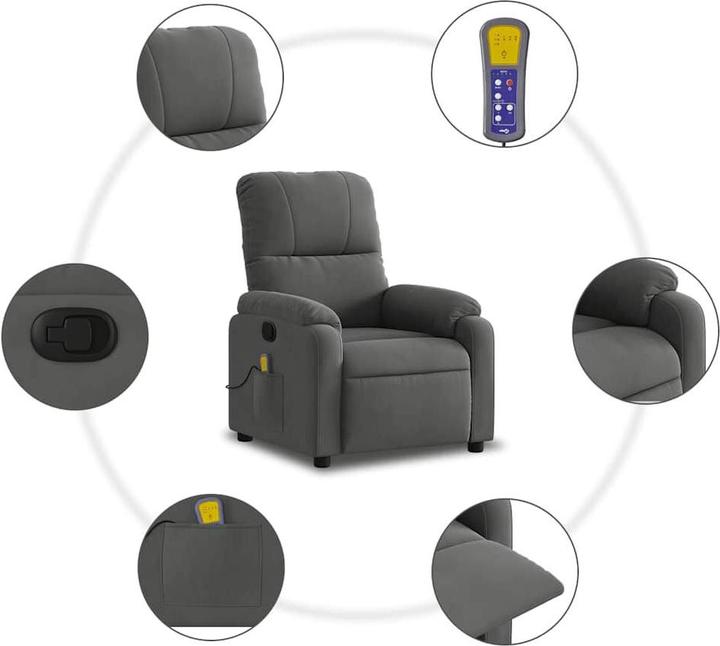 Actual product image VidaXL Massage chair dark grey microfibre fabric, colour