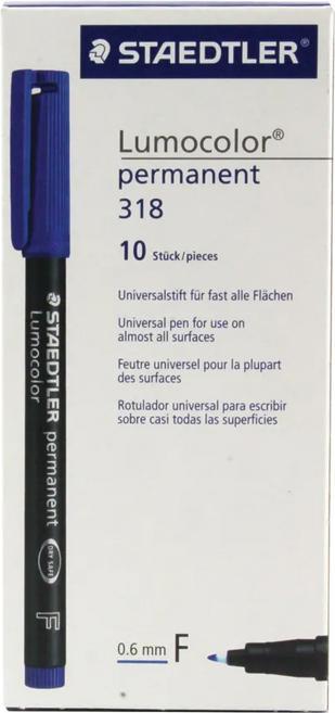 Image du produit Staedtler Stylo universel permanent Lumocolor, bleu, résistant aux taches et à l'eau, sèche en quelques (Bleu, 0.60 mm, 10 x)