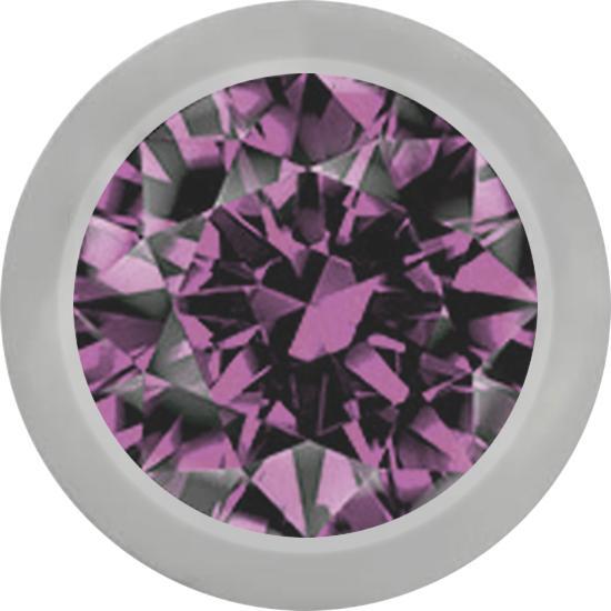 Star Piercing Micro Kugel silber mit Kristall hellviolett (Titan G23, ohne Messing)