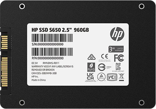 Actual product image HP HEWLETT PACKARD SSD S650 960GB 345M0AA internal 2.5 (960 GB, 2.5")