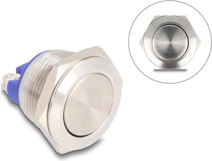 Image du produit Delock Drucktaster zum Einbau 19 mm 2 x Schraubklemme Taster flach