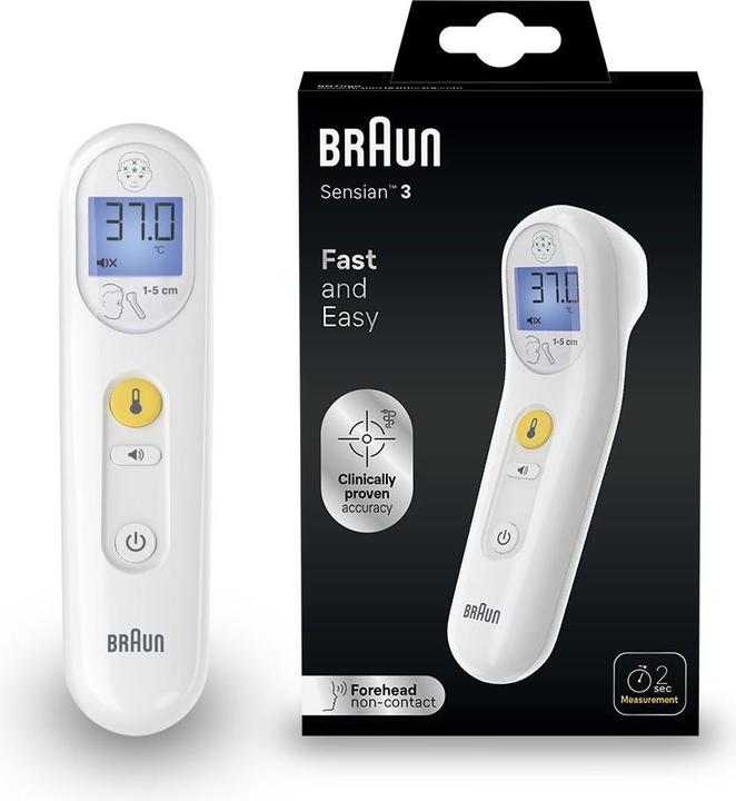 Produktbild Braun Sensian 3 berührungsloses Stirnthermometer BNT050WE (Stirn)