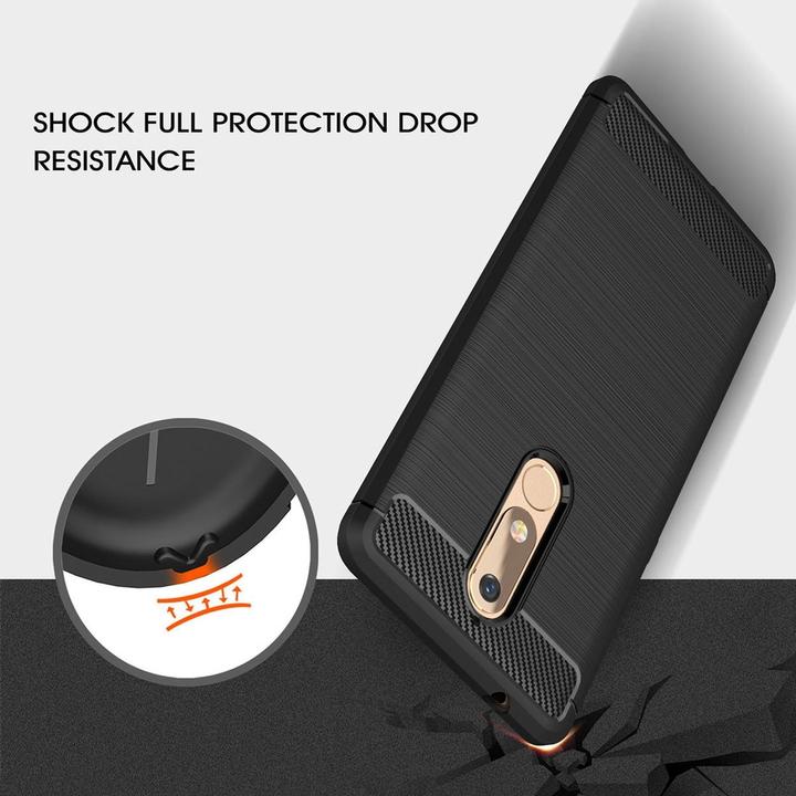 Produktbild König Design Nokia 5.1 Case Carbon Fiber Optik Brushed Schutz Hülle Bumper Cover Etui Grau (Nokia 5.1)