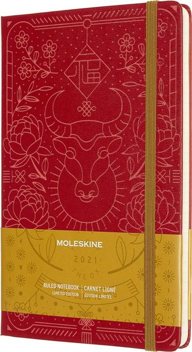 Actual product image Moleskine Notebook Year Of The Ox A5 853766 lined, red, 240 pages (13 x 21 cm, Lined, Hardcover)