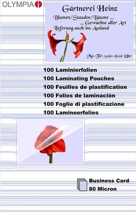 Olympia Visitenkarten Laminierfolien (Visitenkarte, 100 Stück, 80 µm)