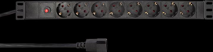 Produktbild LogiLink 19" Steckdosenleiste 8-fach, mit Kaltgerätestecker u. Überlastschutz (8 x, CEE 7/3, 3 m)
