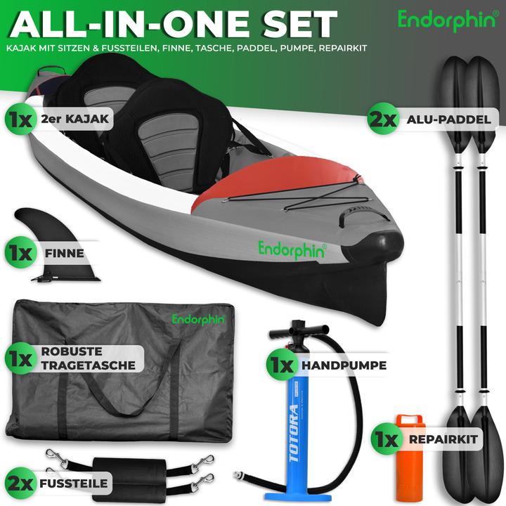 Produktbild Endorphin Aufblasbares Drop Stitch Kajak für 2 Personen als Komplettset (2 Pers.)