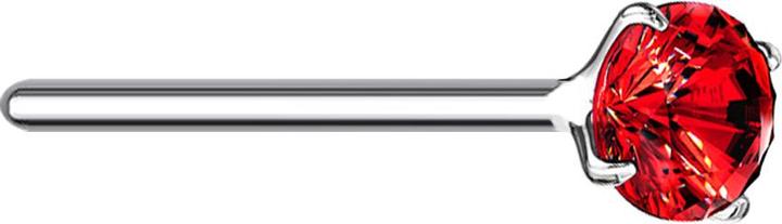 Star Piercing Nasenstecker biegen silber runder Kristall rot gefasst (ohne Messing, 925 Sterlingsilber)