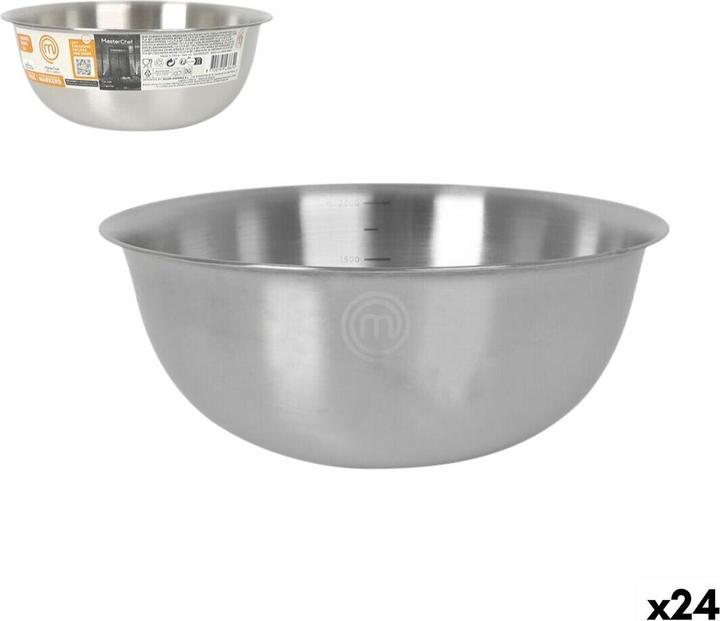 Actual product image Masterchef Bowl Stainless steel 3 L 24 x 10 cm (24 Units) (3 l, 24 x)