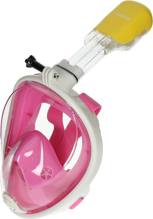 Caruba Vollgesichts Schnorchelmaske Dual Air abnehmbar + Action Cam Halterung (rosa L/XL)
