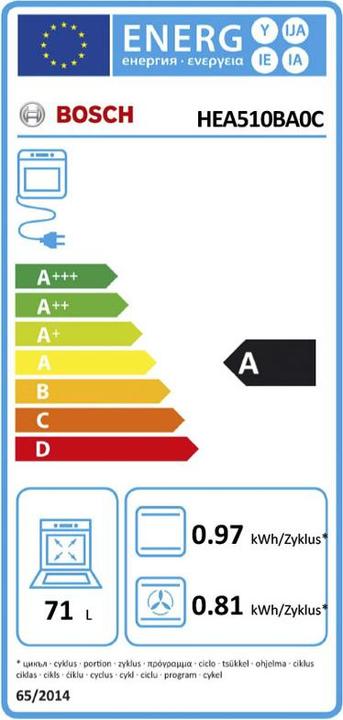 Label énergétique Bosch Hausgeräte Herdset HEA510BA0C & NKE645GA2C 400V